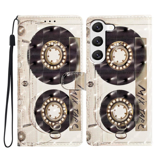 For Samsung Galaxy S23 Case 3D Pattern Flip Folio PU Leather Wallet Phone Cover - Tape
