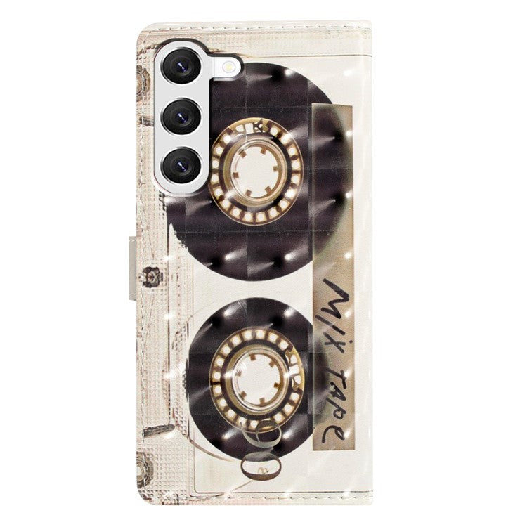 For Samsung Galaxy S23 Case 3D Pattern Flip Folio PU Leather Wallet Phone Cover - Tape