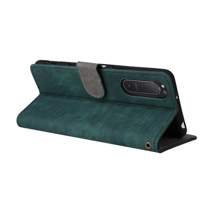 For Sony Xperia 5 II Case Wallet PU Leather Stand RFID Blocking Phone Cover with Strap - Green