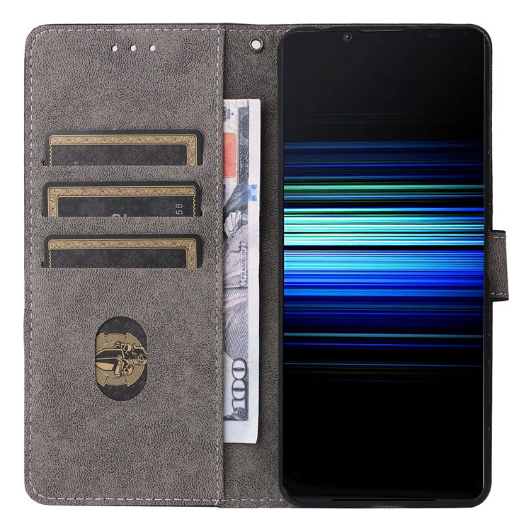For Sony Xperia 5 II Case Wallet PU Leather Stand RFID Blocking Phone Cover with Strap - Brown