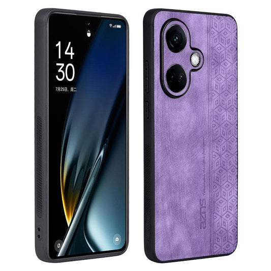 AZNS For Oppo K11 5G / OnePlus Nord CE3 5G Case Imprinted PU Leather+TPU Phone Cover - Purple