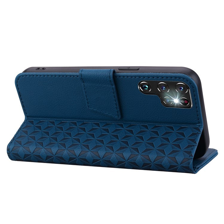 For Samsung Galaxy S23 Ultra Case Imprinted PU Leather Flip Shell Phone Cover - Sapphire