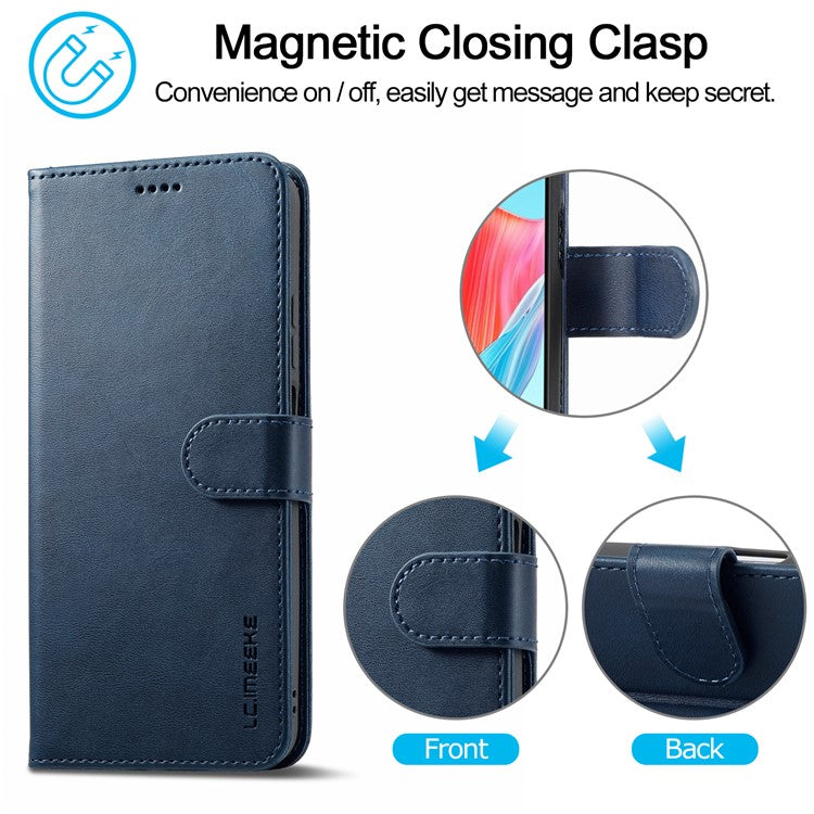 LC.IMEEKE For Oppo A38 4G / A18 4G Case Calf Texture Wallet Phone Leather Cover - Blue