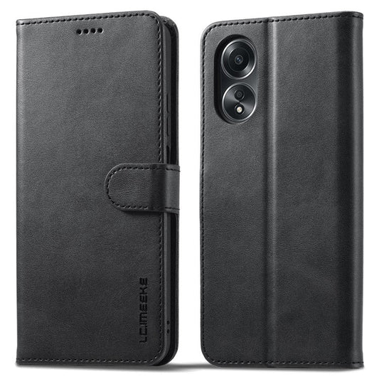 LC.IMEEKE For Oppo A38 4G / A18 4G Case Calf Texture Wallet Phone Leather Cover - Black