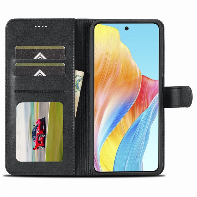 LC.IMEEKE For Oppo A38 4G / A18 4G Case Calf Texture Wallet Phone Leather Cover - Black