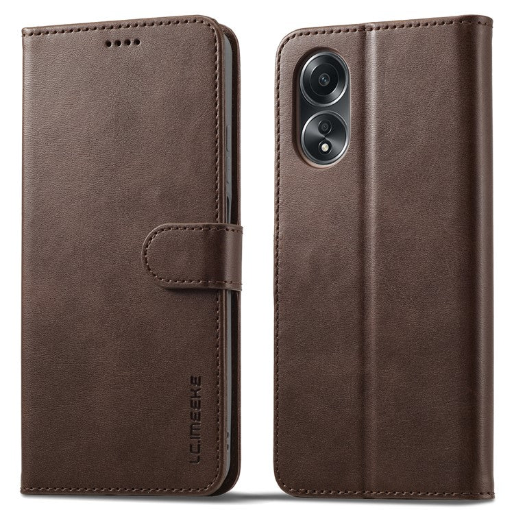 LC.IMEEKE For Oppo A38 4G / A18 4G Case Calf Texture Wallet Phone Leather Cover - Brown