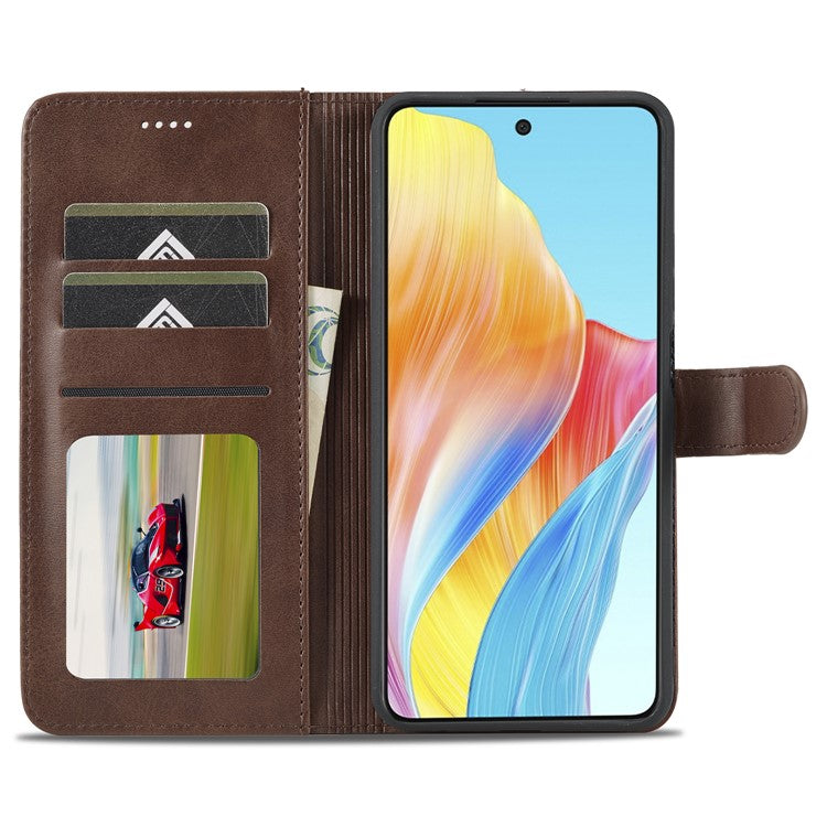 LC.IMEEKE For Oppo A38 4G / A18 4G Case Calf Texture Wallet Phone Leather Cover - Brown