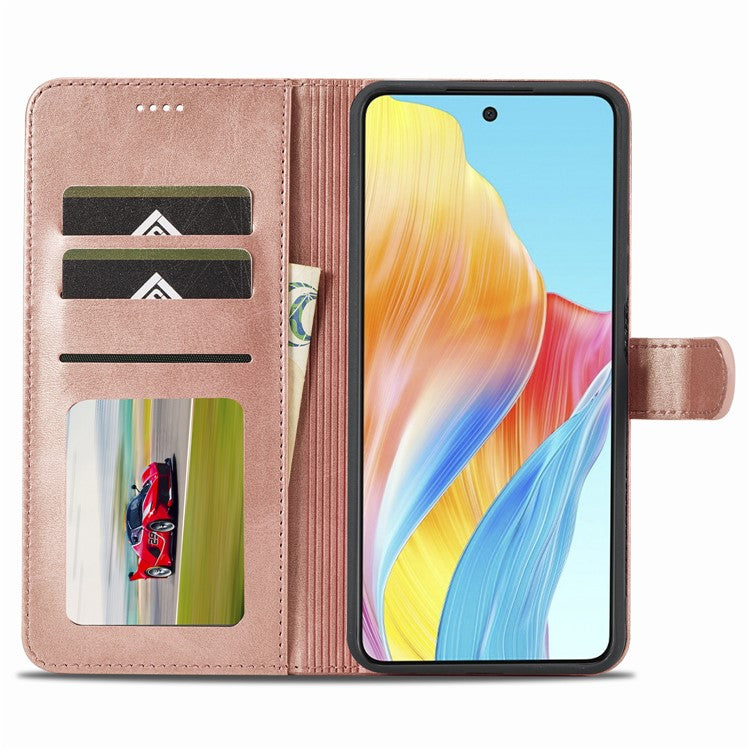 LC.IMEEKE For Oppo A38 4G / A18 4G Case Calf Texture Wallet Phone Leather Cover - Rose Gold
