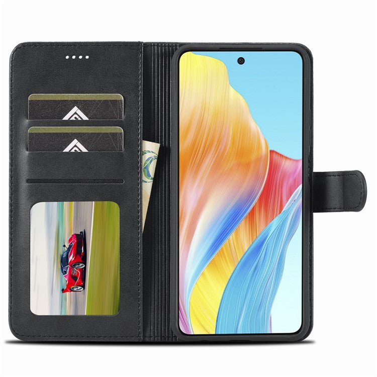 LC.IMEEKE For Oppo Reno8 T 4G Leather Case Wallet Stand Smartphone Cover - Black