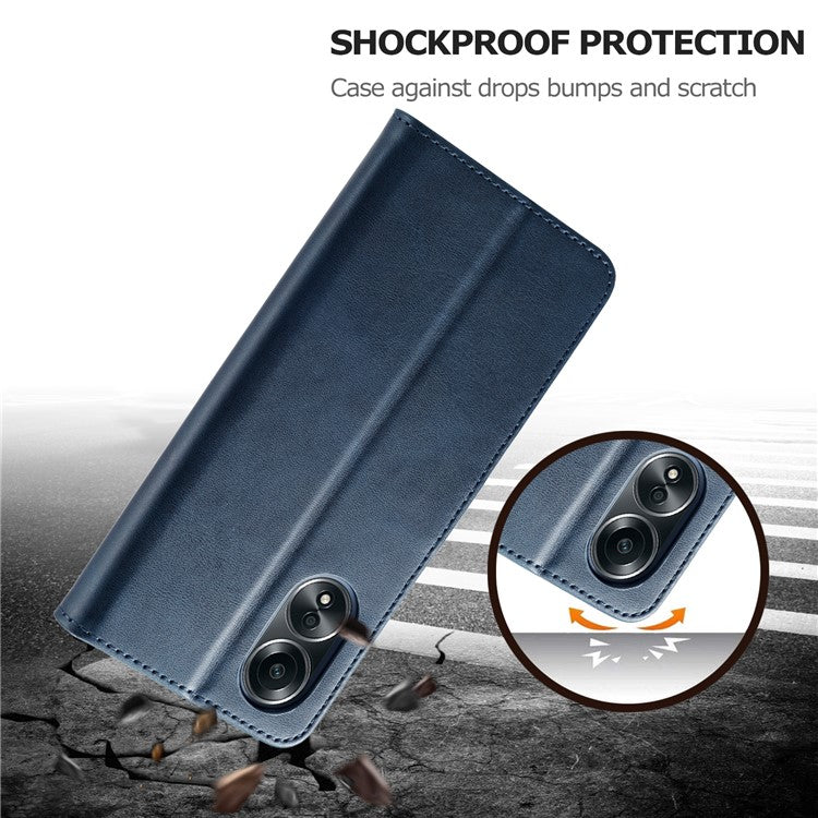 LC.IMEEKE For Oppo Reno8 T 4G Leather Case Wallet Stand Smartphone Cover - Blue
