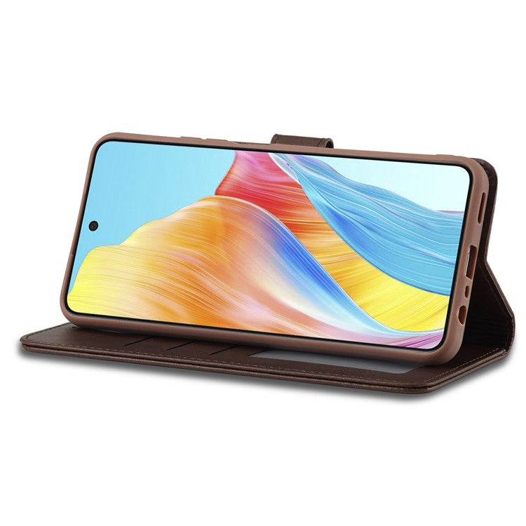 LC.IMEEKE For Oppo Reno8 T 4G Leather Case Wallet Stand Smartphone Cover - Brown
