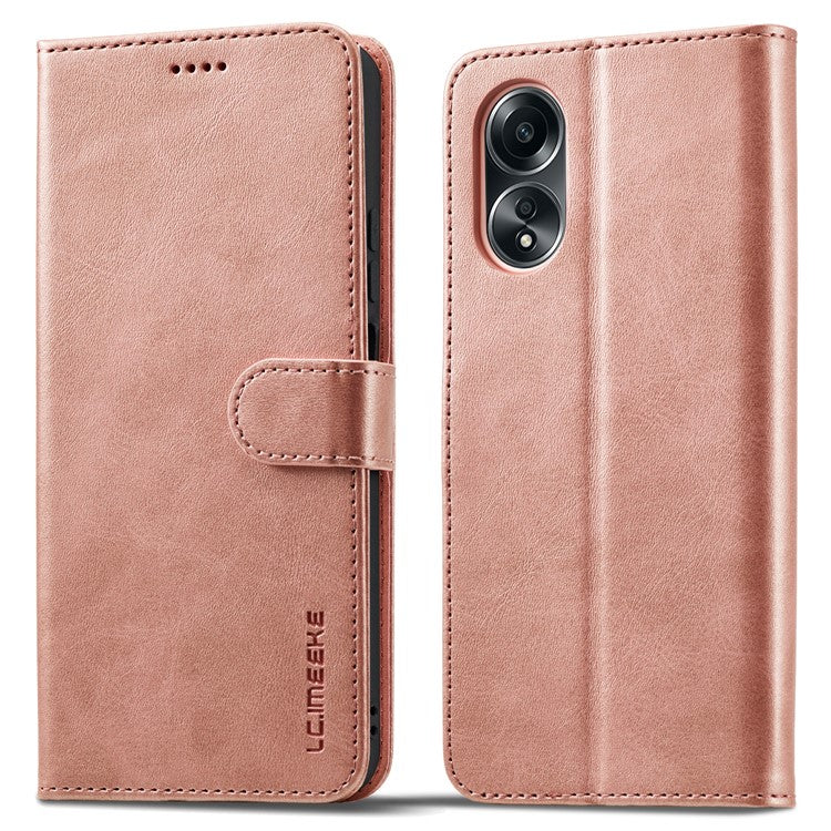 LC.IMEEKE For Oppo Reno8 T 4G Leather Case Wallet Stand Smartphone Cover - Rose Gold
