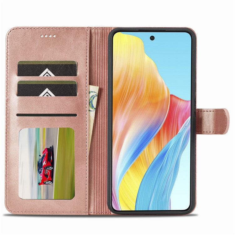 LC.IMEEKE For Oppo Reno8 T 4G Leather Case Wallet Stand Smartphone Cover - Rose Gold
