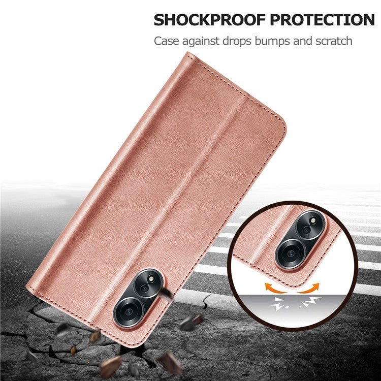 LC.IMEEKE For Oppo Reno8 T 4G Leather Case Wallet Stand Smartphone Cover - Rose Gold