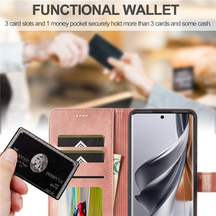 LC.IMEEKE For Oppo Reno10 Pro 5G (Global) / Reno10 5G (Global) Case PU Leather Stand Phone Wallet Cover - Rose Gold