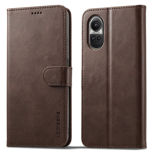 LC.IMEEKE For Oppo Reno10 Pro 5G (Global) / Reno10 5G (Global) Case PU Leather Stand Phone Wallet Cover - Brown