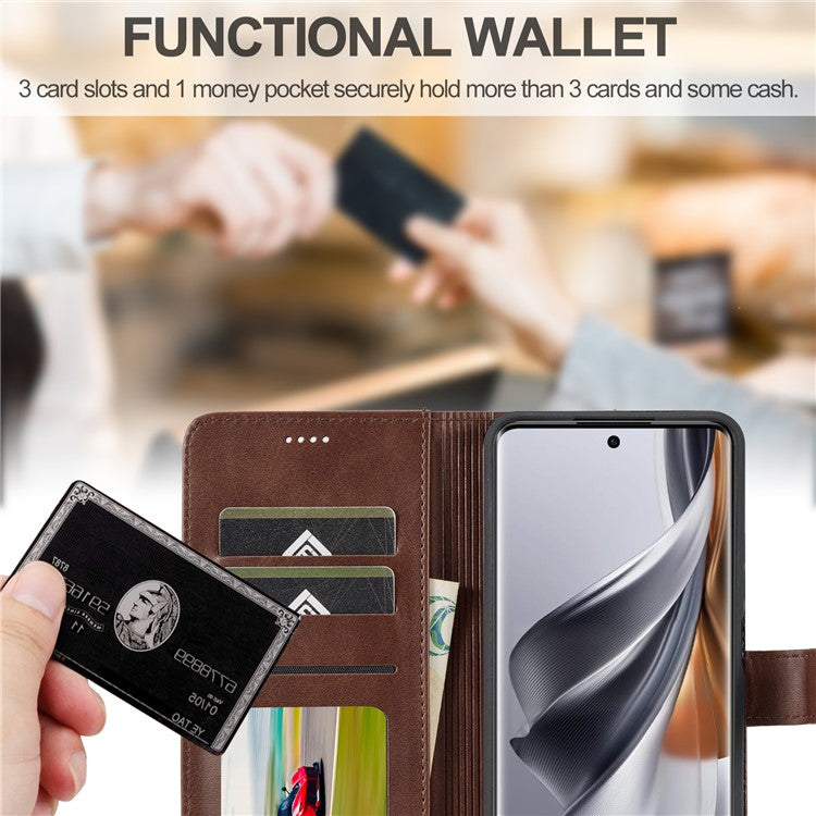 LC.IMEEKE For Oppo Reno10 Pro 5G (Global) / Reno10 5G (Global) Case PU Leather Stand Phone Wallet Cover - Brown
