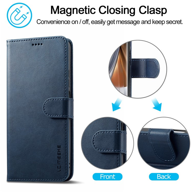 LC.IMEEKE For Oppo Reno10 Pro 5G (Global) / Reno10 5G (Global) Case PU Leather Stand Phone Wallet Cover - Blue