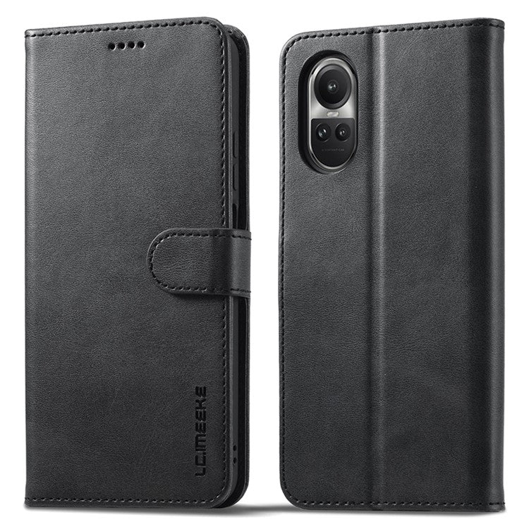 LC.IMEEKE For Oppo Reno10 Pro 5G (Global) / Reno10 5G (Global) Case PU Leather Stand Phone Wallet Cover - Black