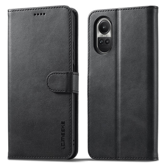 LC.IMEEKE For Oppo Reno10 Pro 5G (Global) / Reno10 5G (Global) Case PU Leather Stand Phone Wallet Cover - Black