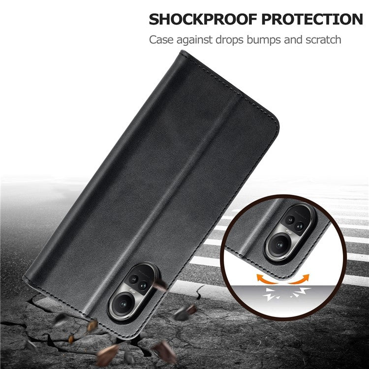 LC.IMEEKE For Oppo Reno10 Pro 5G (Global) / Reno10 5G (Global) Case PU Leather Stand Phone Wallet Cover - Black