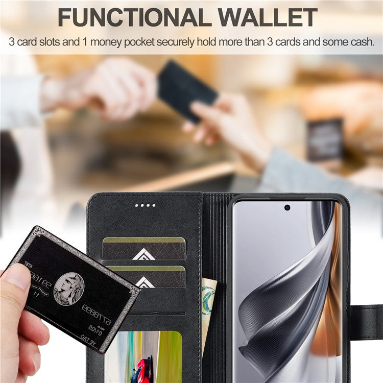 LC.IMEEKE For Oppo Reno10 Pro 5G (Global) / Reno10 5G (Global) Case PU Leather Stand Phone Wallet Cover - Black
