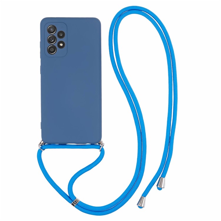 For Samsung Galaxy A52 4G / 5G / A52s 5G Case Precise Cutout TPU Cover with Long Lanyard - Sapphire