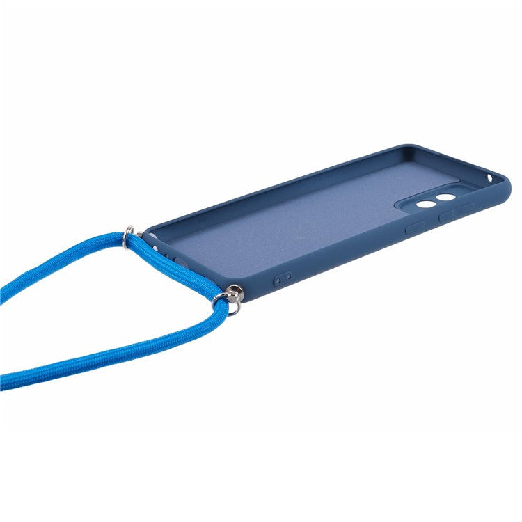 For Samsung Galaxy A52 4G / 5G / A52s 5G Case Precise Cutout TPU Cover with Long Lanyard - Sapphire