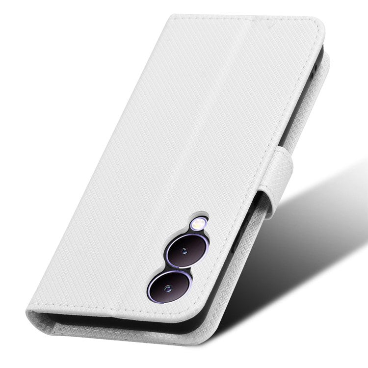 For vivo Y17s 4G / Y33t (2023) V2317A Leather Case Wallet Phone Protective Phone Cover - White
