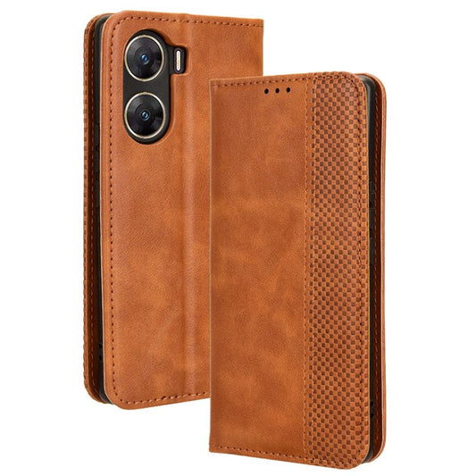 For vivo V29e (India) 5G Case Wallet Retro PU Leather Phone Cover - Brown