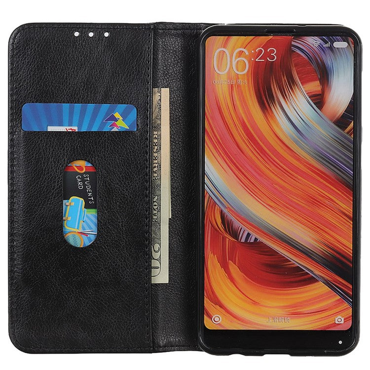 For Samsung Galaxy S24 Case Anti-Scratch Litchi Texture Wallet Stand Phone Shell Split Leather Cover - Black