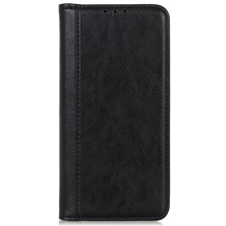 For Samsung Galaxy S24 Case Anti-Scratch Litchi Texture Wallet Stand Phone Shell Split Leather Cover - Black