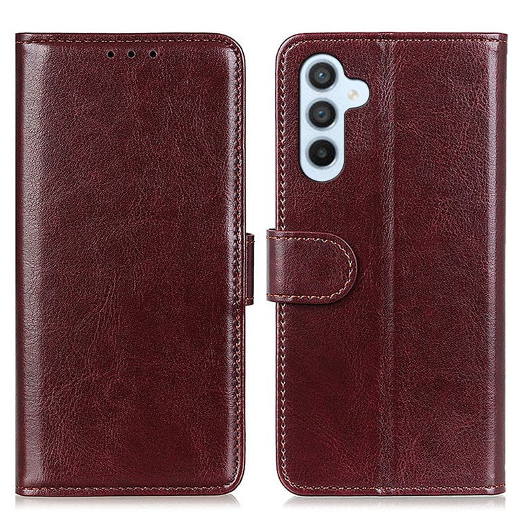For Samsung Galaxy S25+ / S24+ Case Crazy Horse Texture Phone Cover PU Leather Wallet Magnetic Shell - Brown
