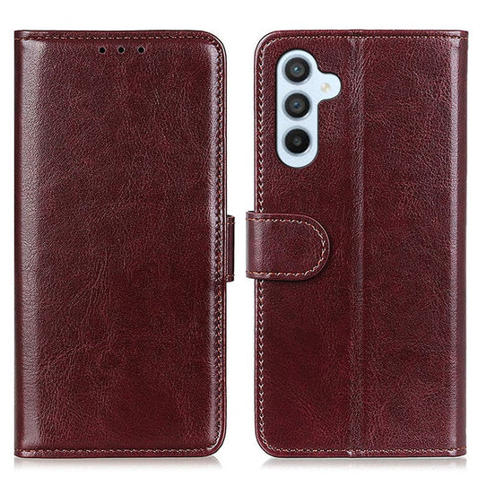 For Samsung Galaxy S25+ / S24+ Case Crazy Horse Texture Phone Cover PU Leather Wallet Magnetic Shell - Brown