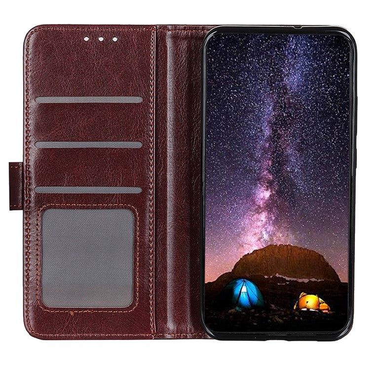 For Samsung Galaxy S25+ / S24+ Case Crazy Horse Texture Phone Cover PU Leather Wallet Magnetic Shell - Brown