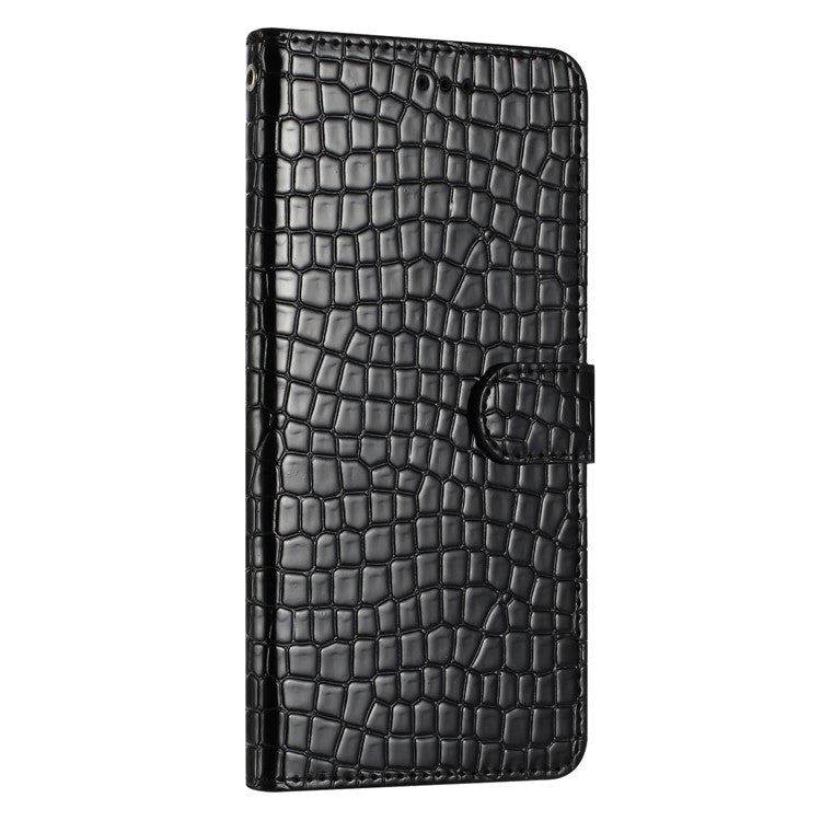 For Samsung Galaxy S25 / S24 Case Crocodile Texture Phone Leather Cover with Strap - Black