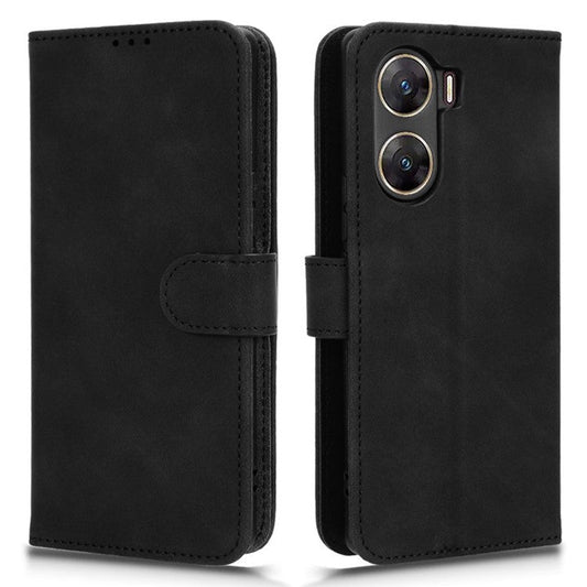 For vivo V29e (India) 5G Case Skin-touch Leather Cover with Wallet Stand - Black