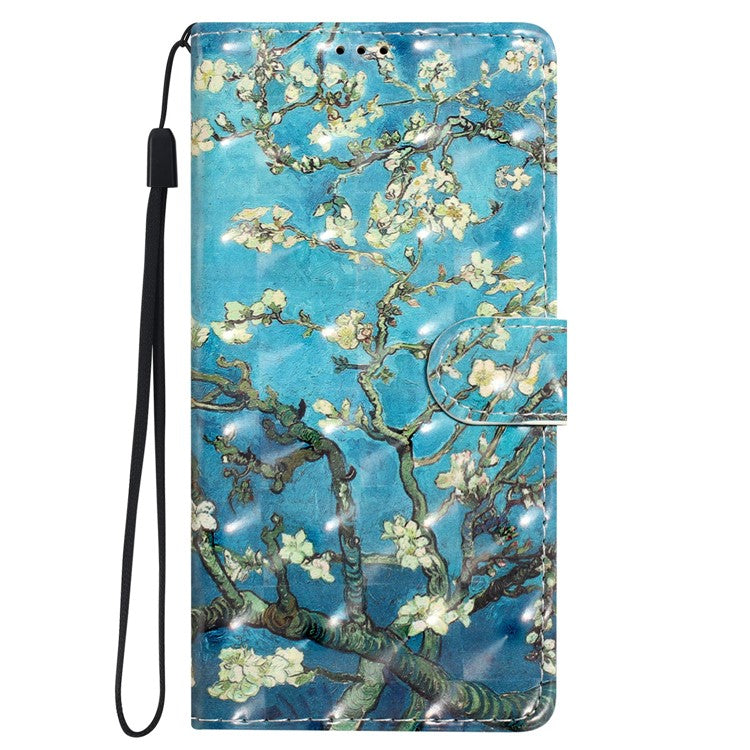 For Oppo A54 5G / A74 5G / A93 5G Case PU Leather 3D Pattern Wallet Phone Cover - Apricot Blossom