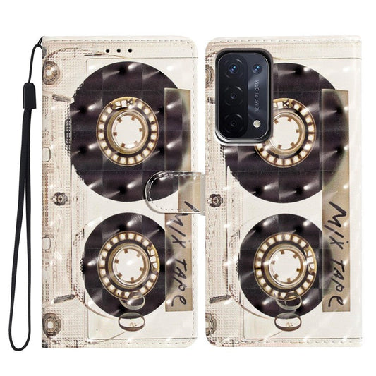 For Oppo A54 5G / A74 5G / A93 5G Case PU Leather 3D Pattern Wallet Phone Cover - Tape
