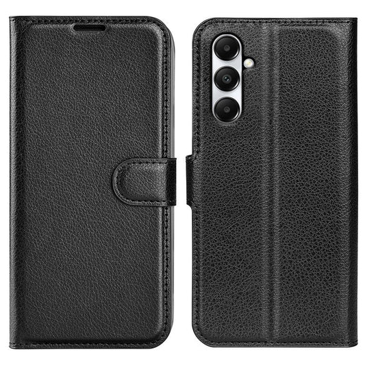 For Samsung Galaxy A05s 4G Case Litchi Texture Stand Leather Wallet Phone Shell - Black
