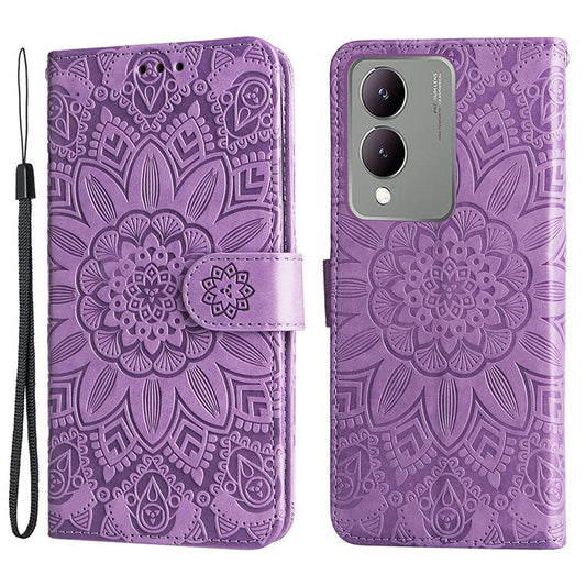 For vivo Y17s 4G Case Stand Wallet PU Leather Phone Cover - Purple