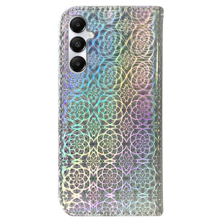 For Samsung Galaxy A05s 4G Mobile Cover Dazzling Flower Pattern PU Leather Case - Grey