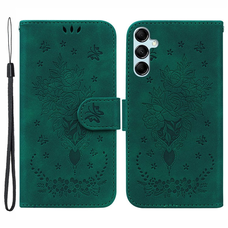 Imprinted Phone Cover for Samsung Galaxy A15 4G Case PU Leather Stand Phone Shell - Green