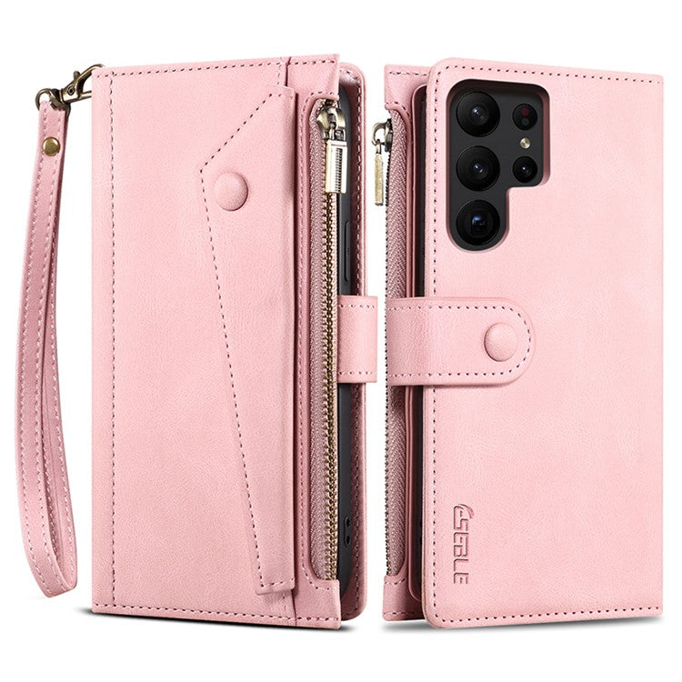 ESEBLE Star Series For Samsung Galaxy S24 Ultra Case Anti-drop Wallet Leather Phone Cover - Rose Gold