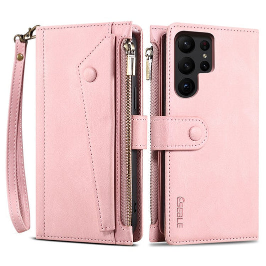 ESEBLE Star Series For Samsung Galaxy S24 Ultra Case Anti-drop Wallet Leather Phone Cover - Rose Gold