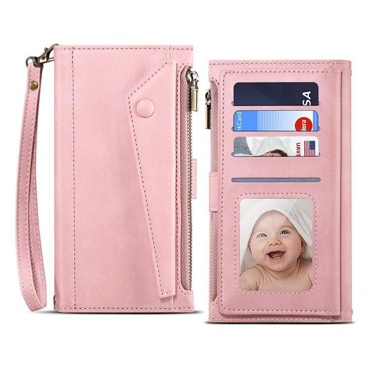 ESEBLE Star Series For Samsung Galaxy S24 Ultra Case Anti-drop Wallet Leather Phone Cover - Rose Gold