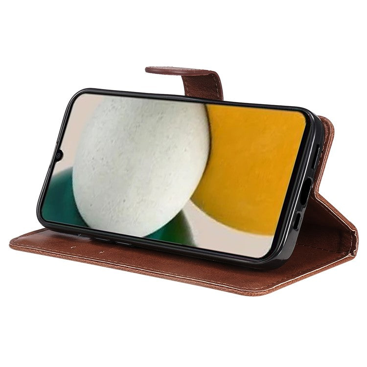 KT Leather Series-2 For Samsung Galaxy A05s 4G Case Wallet PU Leather Stand Mobile Phone Cover - Brown