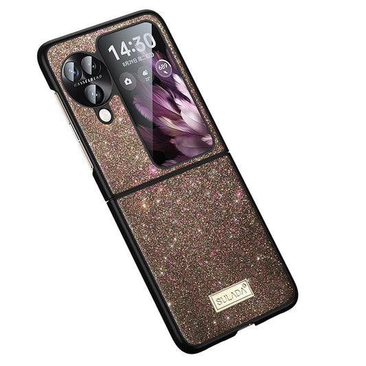 SULADA For Oppo Find N3 Flip 5G Case Glitter Sequins Leather Coated PC + TPU Cover - Multi-color