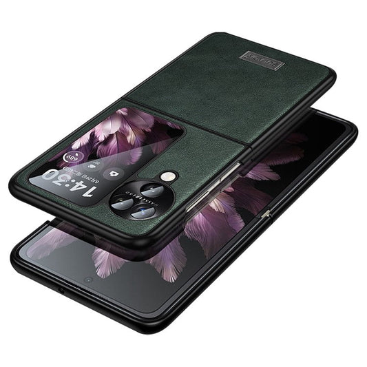 SULADA For Oppo Find N3 Flip 5G Case PU Leather+TPU+PC Folding Phone Cover - Green