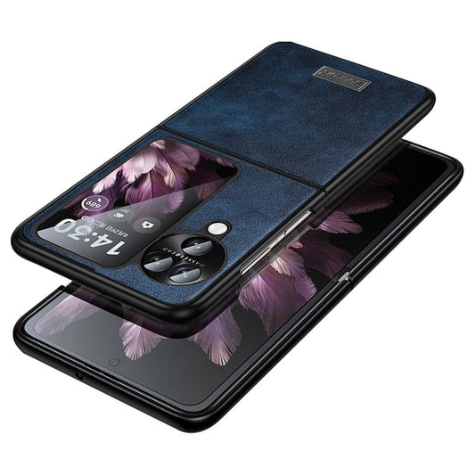 SULADA For Oppo Find N3 Flip 5G Case PU Leather+TPU+PC Folding Phone Cover - Blue